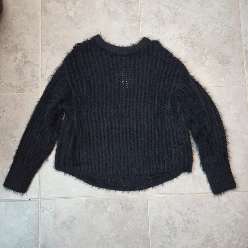 Womens Crewneck Openwork Pullover Sweater